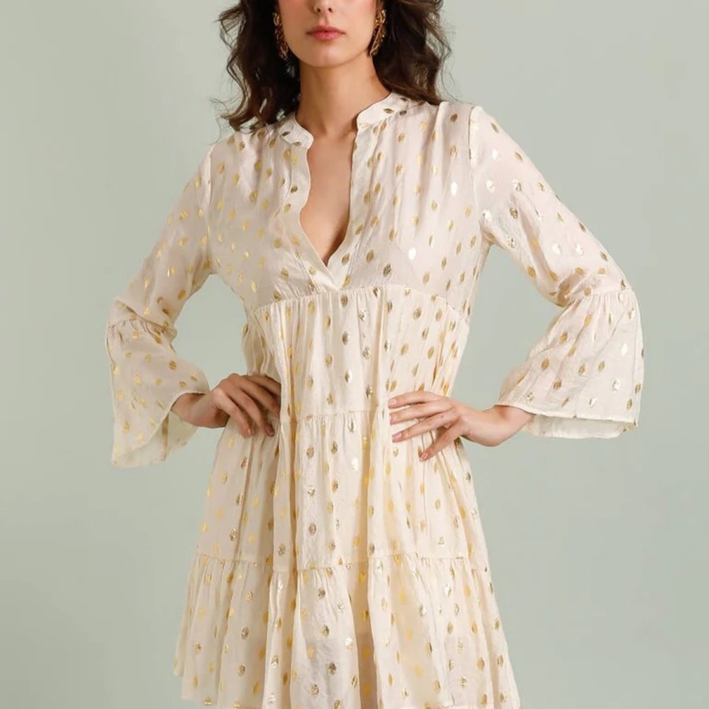 Elegant Cream and Gold Women's Dress